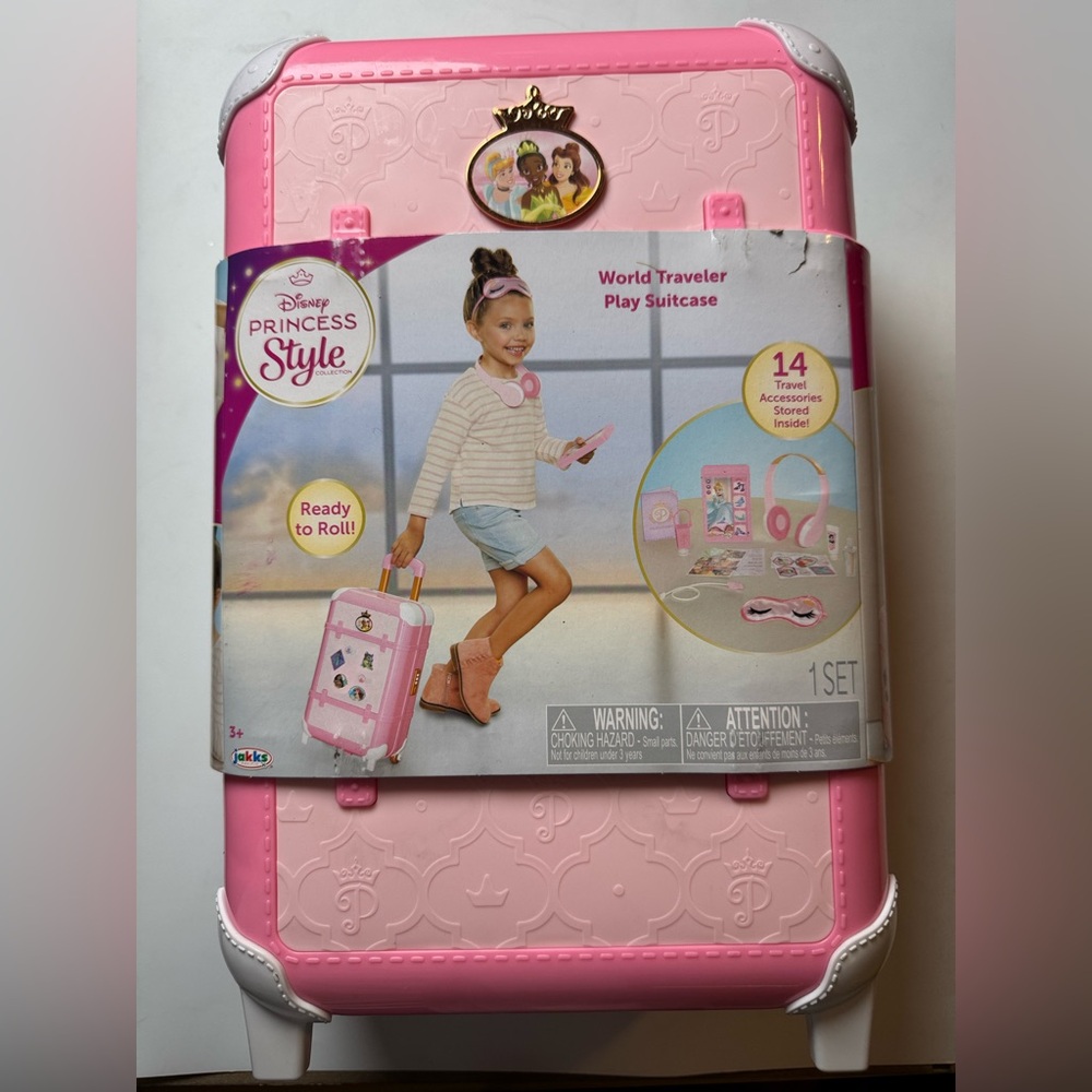 Disney Princess Style Pink and White Play Suitcase